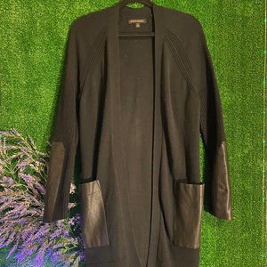 Banana Republic Mid Length Cardigan with Faux Leather Pockets and Elbow Patches